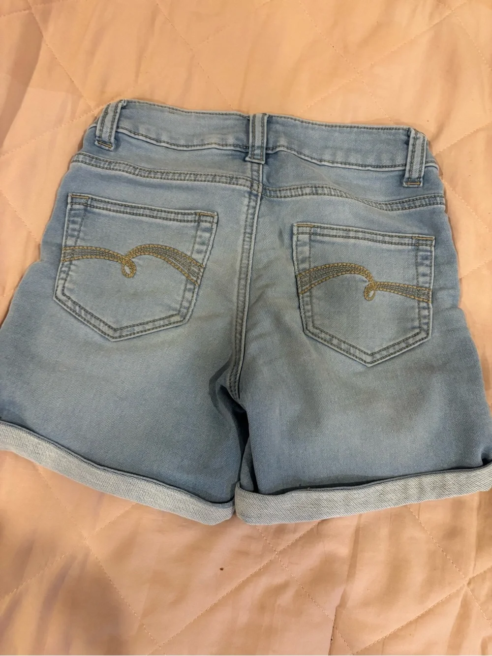 Justice Light Blue Rolled Cuff Denim Shorts